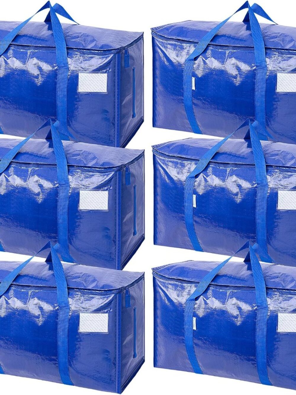 6 Pack Extra Large Moving Bags Heavy Duty with Zippers & Carrying Handles, Durab